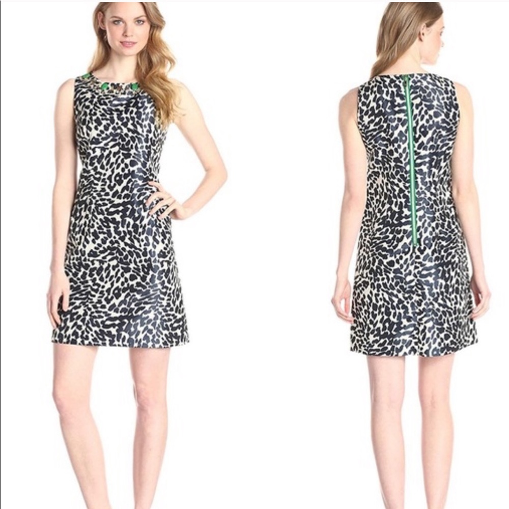 Eliza J Beaded Animal Print Dress